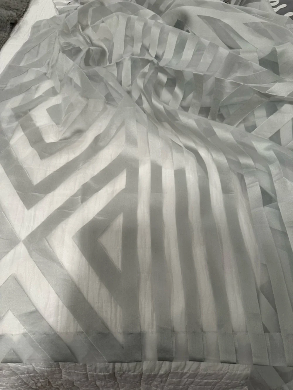 8 panels Grey Sheer Geometric  Curtains 116” X 52”